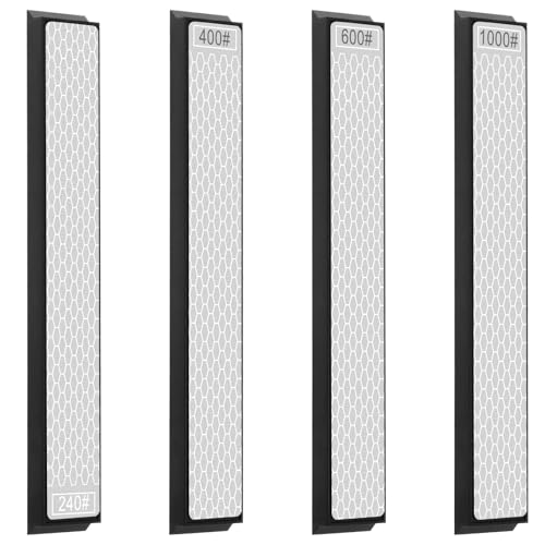 LYDODOKA 4 Pcs Diamond Sharpening Stone Kit, Knife Sharpener Stones, Honeycomb Surface Plate with Non-slip Base, 200, 400, 600, 1000 Grit Honing Whetstone for Ceramic Knives Scissors