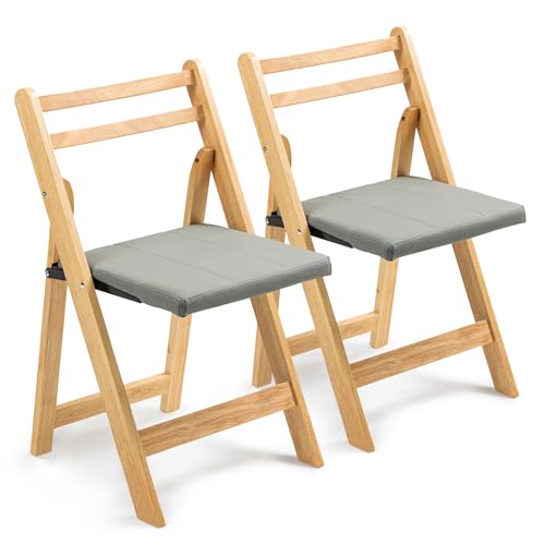 Villeston Holz-Faltstühle mit gepolsterten Kissen, Faltbare...