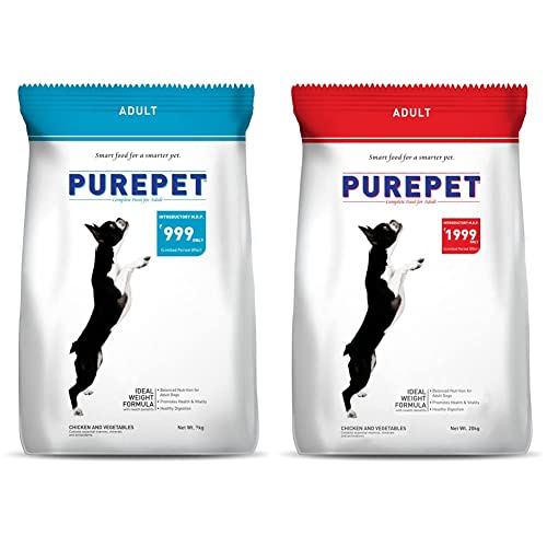 Image of Purepet Chicken and Vegetables Adult Dog Food, 9 kg and Purepet Adult Dog Food, Chicken and Vegetable, 20 kg