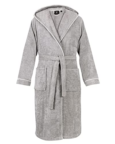 LAYNENBURG Albornoz de Hombre   Capucha   largo   100% Algodón (360g/m2)   OEKO TEX Standard 100   Talla (XXL, Gris)