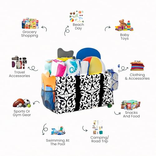 Image of Extra Large Utility Tote Bag - Oversized Collapsible Pool Beach Canvas Basket