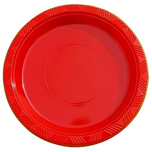 Party Solids 33% Thicker Red Plastic Plates 9" Party Plates 100 Pcs