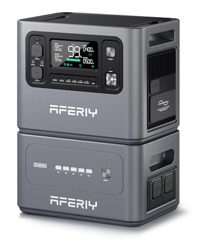 AFERIY P280 ポータブル電源+ 専用エクストラバッテリー 2点セット 大容量 2048Wh 最大10240Whまで拡張可能 1.5時間満充電 10ミリ秒未満のUPS 業界最軽量 リン酸鉄リチウム 高出力 AC 2800W (サージ3600W) 長寿命15年 ソーラー入力1200W アプリ遠隔操作対応 30dB静音設計 家庭アウトドア両用 停電対策 防災グッズ