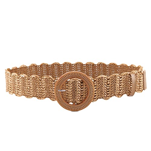 Ayliss Straw Woven Elastic Stretch Waist Belt Fashion Women Skinny Dress Belt Waist Dress Band Straw Woven Bohemian Belt