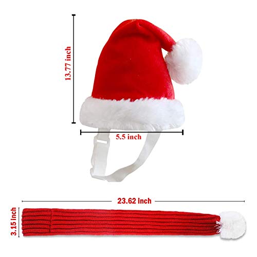 Inscape Data Christmas Dog Santa Hat With Scarf, Adjustable Santa Hat For Dog And Xmas Pet Knit Red Scarf With White Pompom Ball, Dog Winter Neck Warmer Scarf, Christmas Party Dressup #TOP1