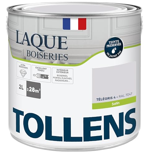 Tollens - Peinture, Laque, Ultra Résistante, Multisupport, Satin Télégris, 2L = 28m2