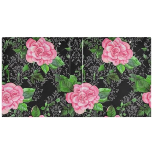 Classeur floral noir de 3,8 cm équipé d'un porte-bloc intégré - 2