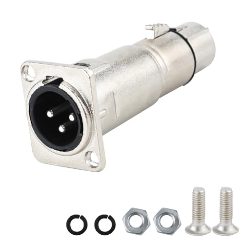NQEUEPN Male to Female Panel Mount Adapter, 3 Pin XLR Jack to Plug Mounting Adapter Coupler XLR Pass Through Connector for Microphone Sound Mixer Audio Device (XLR Male to XLR Female)