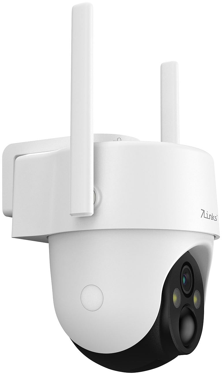 7links Telecamera di Sorveglianza 4G LTE da Esterno con Batteria, 2K, Pan Tilt, IP65, Audio Bidirezionale, Bianca