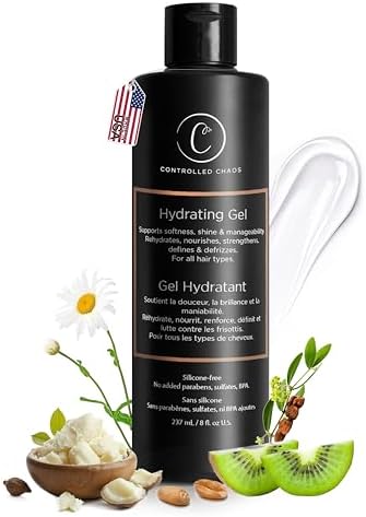 Controlled Chaos Hydrating Styling Gel 8 OZ – Sulfate-Free Curly Hair Gel with Shea Butter and Kiwi Extracts for Definition, Hydration, Shine & Frizz Control, for All Hair Types, Made in USA