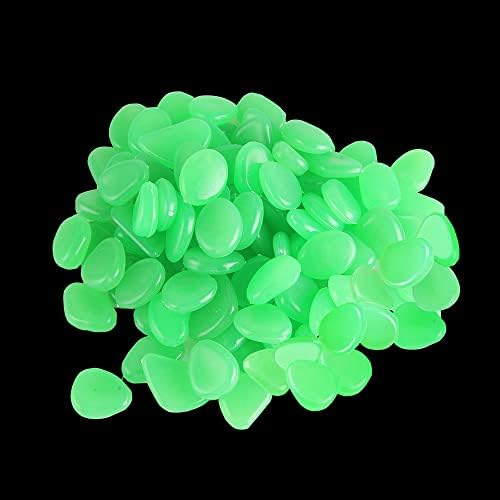 Muzero Glow in The Dark Pebbles, 200pcs Green Glowing Rocks Luminous Stone for Fish Tank, Garden Yard, Path Patio Aquariums Rocks Decor Light Up Rocks