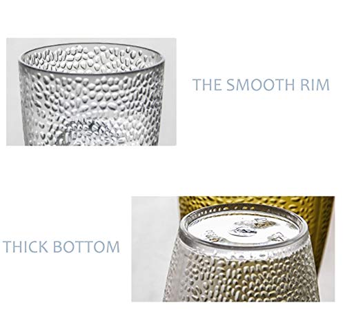 Stackable Hammered Plastic Tumbler Acrylic Glasses, Set of 5, Unbreakable Premium Drinking Cups, Perfect for Her (clear, 12oz)