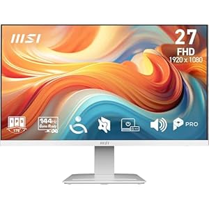 MSI Pro MP273WA E14A Monitor Profesional de 27″ FHD, 1920 x 1080 IPS, 144 Hz, 1 ms, Compatible HDR, adaptative Sync, Eye Care, HDMI 2.0, DP 1.2a, sin Marco, inclinación Ajustable, Vesa, Blanco