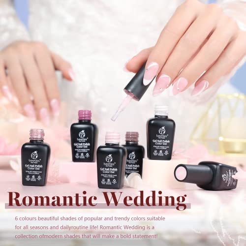 Beetles Conjunto de esmalte em gel romântico para casamento, presente de férias, 6 cores clássico fr