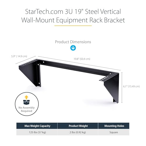 Rack Mural Vertical 3U Startech pour Intégration Bureau et Studio