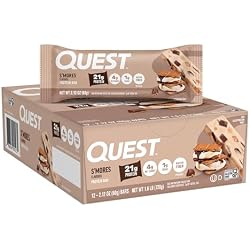 Quest Nutrition S'Mores Protein Bars, 21g Protein, 1g Sugar, Gluten Free, Keto Friendly, 12 Count