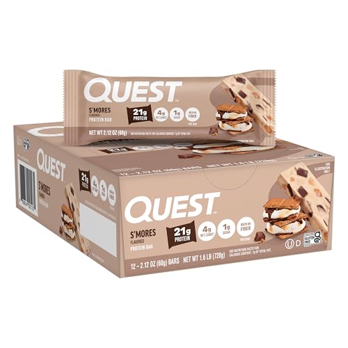 Quest Nutrition S'Mores Protein Bars, 21g Protein, 1g Sugar, Gluten