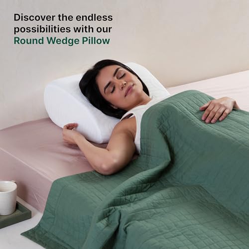 Image of The White Willow Orthopedic Foam Bed Wedge Leg Rest Pillow - Medical-Grade, Firm Support for Acid Reflux, Pregnancy, Anti-Snoring, Reading, Back & Knee Pain Relief, 17 inchx14.8 inchx7 inch, Classic White