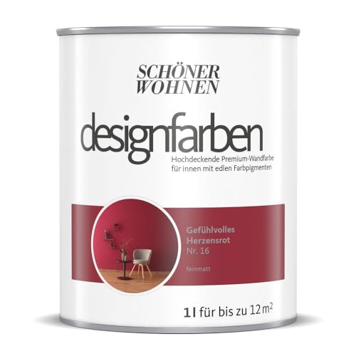Schöner Wohnen Designfarbe Rot, 1 Liter, Acryl, Innen, Farbe