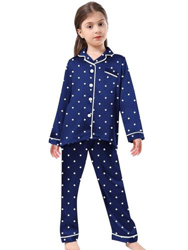 Image of Schbbbta Girls & Women Satin Pajamas Set, 2Piece Silk Nightwear Button-Down Sleepwear for Teen Kids, 3 Years - Women XXL