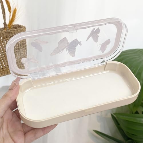 Image of Glasses Case Hard Shell, Clear Eyeglass Case, Cute Holder for Sunglasses and Reading Glasses