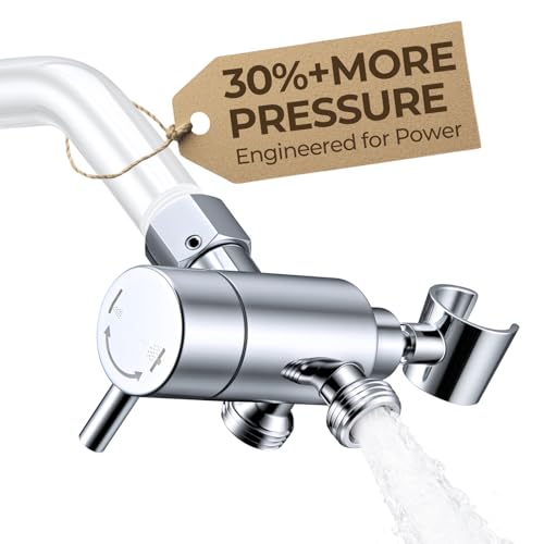 All-Metal High-Flow Shower Diverter with Holder G 1/2 Universal Fit for Handheld & Fixed Showerhead Easy Bathroom Upgrade with High Water Pressure