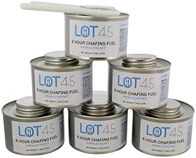 Lot45 6 Hour Cooking Fuel Wick Chafing Dish Fuel Cans for Food, Burners for Chafing Dishes, 6-Pack and Free Lid Opener