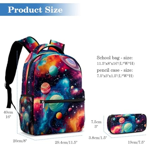 Cartable Galaxy Planet grand sac à dos et trousse pour école