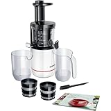 Bosch MESM500W VitaExtract Extractor de jugos, 150 W, 2 filtros, con tecnología de prensado lento, color blanco