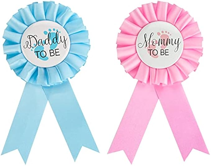AIYINGYING Mommy to be Daddy to be,Mommy To Be Badge and Daddy To Be Badge, 2PCS Award Ribbon Badge Brooch, Baby Shower Decoration Set, Party Supplies Gift Idea for Baby Shower, Gender Reveal