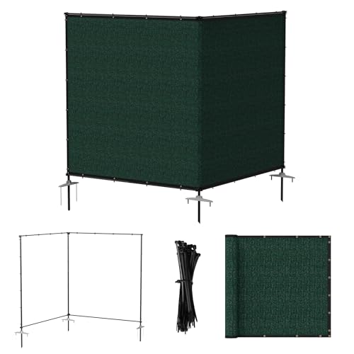 Bynbbur 6'x12' Outdoor Privacy Screen Freestanding with Iron Poles and