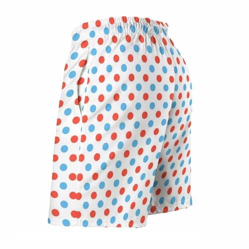 Hawaiian Shorts for Men - Comfy Red Blue Polka Dots Print Mens Swim Trunks Bathing Suits with Mesh Lining4