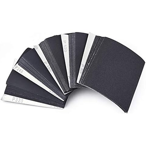 1/4 Sheet Sandpaper Assorted 80/120/180/240/320 Grit Hook & Loop or Clip on Sander Sheets 5.5" x 4.5" Silicon Carbide Sanding Sheets for Wet/Dry Palm Sanders Polishing Accessories, 50PCS… Cover