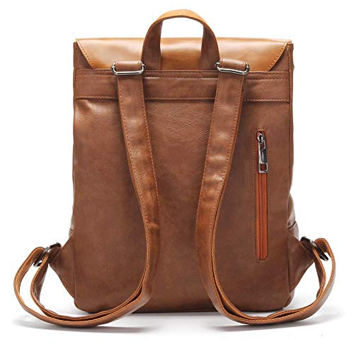Lxy Vegan Leather Backpack Vintage Laptop Bookbag For Women Men, Brown Faux Leather Backpack Purse College School Bookbag Weekend Travel Daypack #TOP4