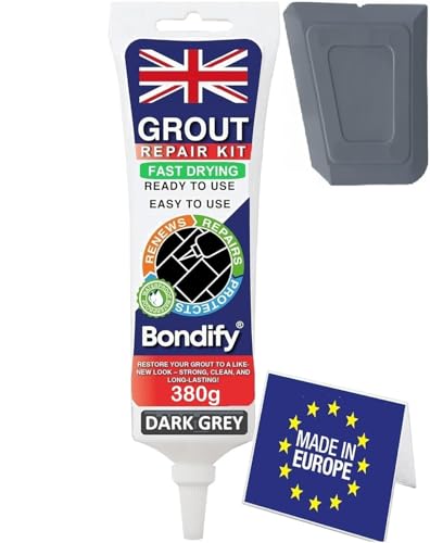 BONDIFY Séchage Rapide Joint Carrelage Gris Foncé Étanche, 380g Colle Joint Carrelage Salle de...