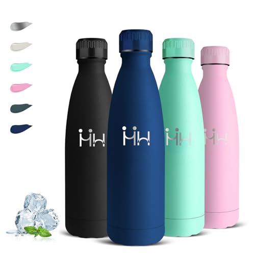 Botella Agua Acero Inoxidable  500ml  Botella Termica, Garrafa Termica Sin BPA, A Prueba de Fugas, Termo Agua, Acero Inoxidable 18/8, Cantimplora para la Escuela, Cafetería, Viajar, Oficina