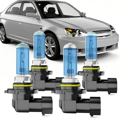 AOXMNDS Halogen Headlight Bulbs Compatible with Honda Civic 2004-2005, 9005 9006 High Low Beam Combo, 6000K White,Plug and Play, Pack of 4