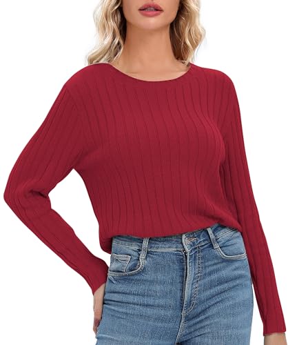 Image of Urban CoCo Women's Lightweight Crewneck Pullover Sweaters Long Sleeve Fall Knitted Sweater Tops