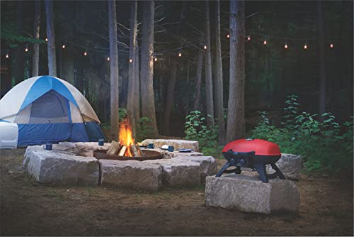 Image of Napoleon TravelQ 285 Portable Propane Gas Grill with Griddle, Red, 2 Burners, Tailgating, Camping, and Small Outdoor Spaces
