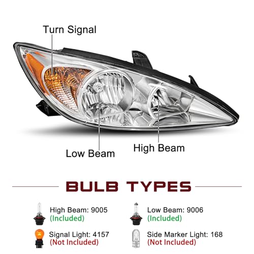 Image of JSBOYAT Headlight Assembly Fits for 2002 2003 2004 Toyota Camry SE /LE /XLE