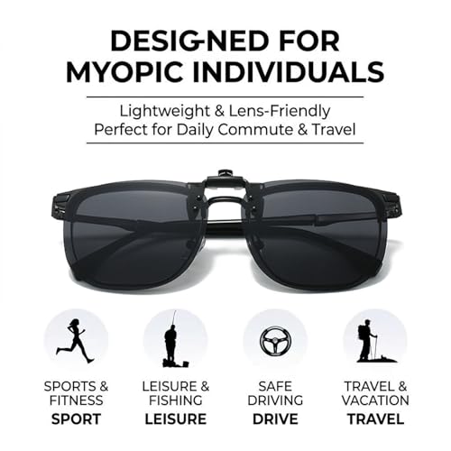 Image of Polarized Clip On Sunglasses Over Prescription Glasses Men Women Rimless Flip Up