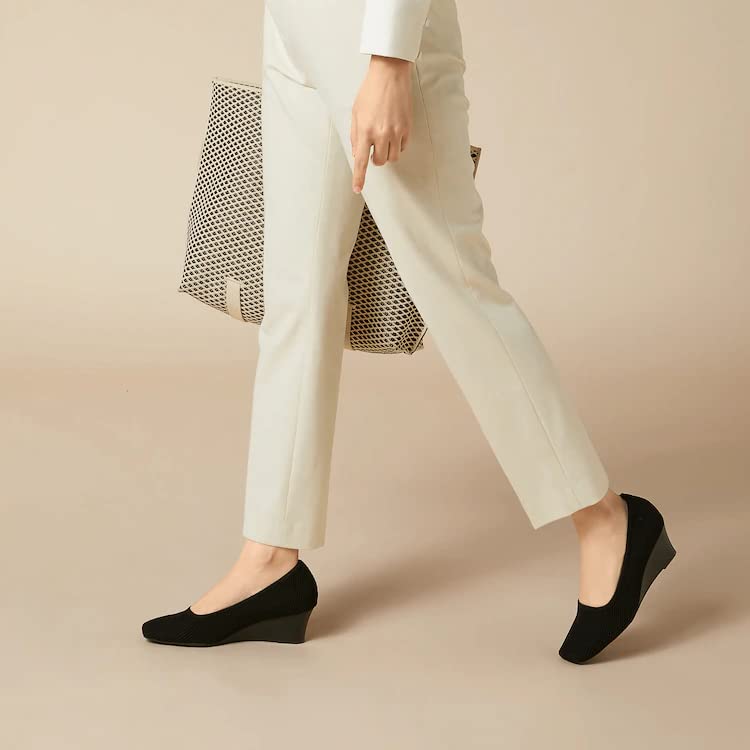 VIVAIA Margot Wedge Women's Square Toe Wedge Pumps Shoes Comfortable 2.16" Wedge Heels Pumps with Arch Support2