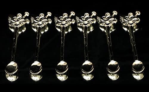 Whitewood Black Antique Look Casting Dessert Ice-Cream Spoons - 6 Pcs Coffee Teaspoon Awakingdemi Vintage Royal Style Metal Carved For Kitchen Dining Bar Best Gift Set, Mixed Color, 12.5X4X1.5 #TOP6