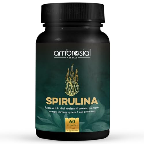 Ambrosial Spirulina | High Strength 500 mg | Certified Spirulina with No Additives | 60 pcs