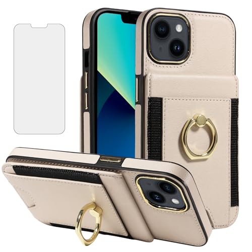 Étui portefeuille iPhone 13 Asuwish en cuir blanc avec porte-cartes