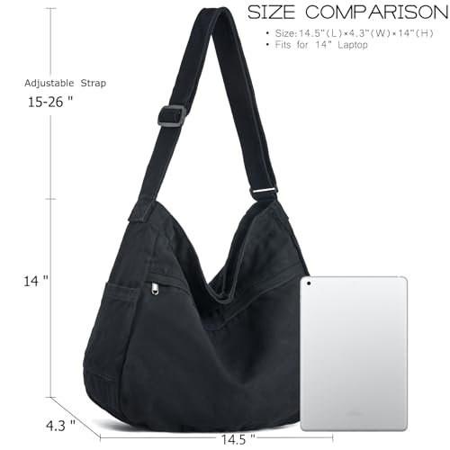 Bolso tote hobo de lona grande para mujer y hombre miniatura 5