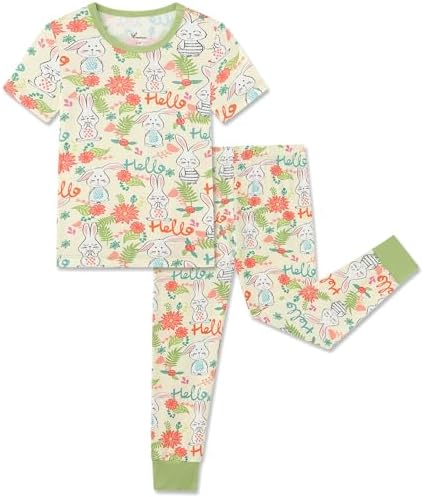 Kids 2-Piece So Soft Playtime Set–Lightweight Viscose from Bamboo Short Sleeve Top&Leggings for Toddler Boy & Girls