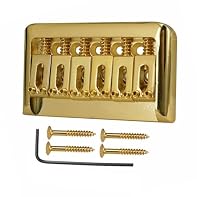 Hardtail guitar bridge assembly for 6 string Stratocaster and Telecaster models String Spacing: 2-1/16"(52.5mm);Bridge plate dimensions: 3.01"x1.75" (76.5*44.5mm) String Spacing - 10.5mm (52mm E to E) Material: metal alloy; String through body design...