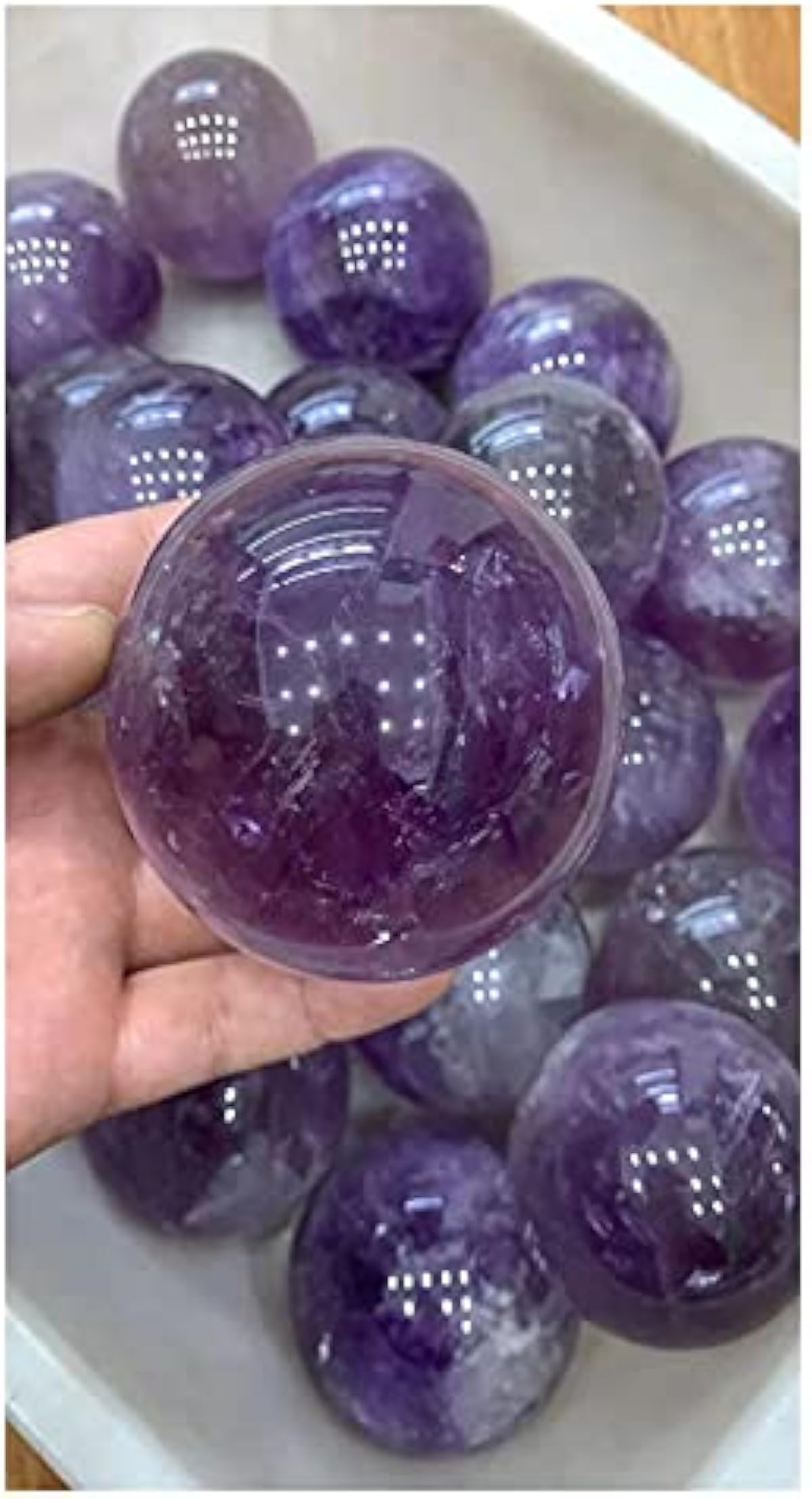 安さ一番 Kaug 天然アメジストクォーツクリスタルボールマジックミネラルスフィア Gemコレクションホーム用ナチュラルストーンヒーリングクリスタルレイキ Color Plum Size 11cm ジュエリー 大人気販売中 Littleshopp Com