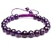 JOVIVI 8MM Amethyst Birthstone Gemstones Healing Power Crystal Macrame Adjustable Beaded Bracelet, Unisex